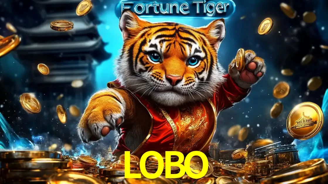 Imagem promocional do jogo de slot Fortune Tiger, com um tigre majestoso em traje tradicional cercado por uma fortuna em moedas de ouro, disponível agora no cassino LOBO.